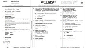 Bihar Birth Certificate Application Form PDF