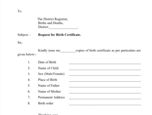Haryana Birth Certificate Application Form PDF