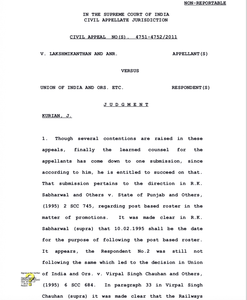 judgement of supreme court on reservation