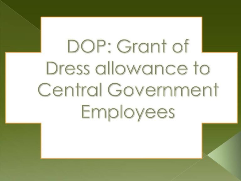 DOP Grant of Dress allowance to Central Government Employees