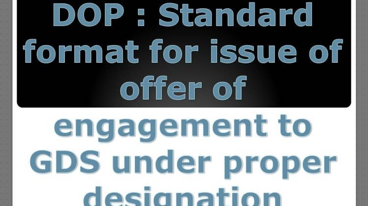 DOP : Standard format for issue of offer of engagement to GDS under ...