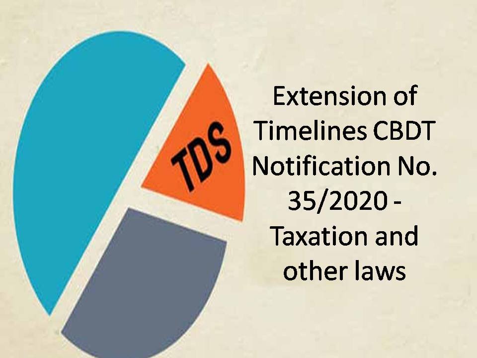 Extension of Timelines CBDT Notification No. 35, 2020 - Taxation and other laws