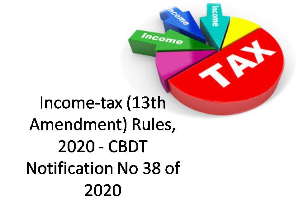 Income-tax (13th Amendment) Rules, 2020 CBDT Notification No 38 of 2020