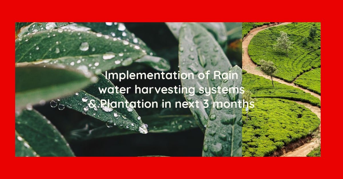 Implementation of Rain water harvesting systems & Plantation in next 3 months