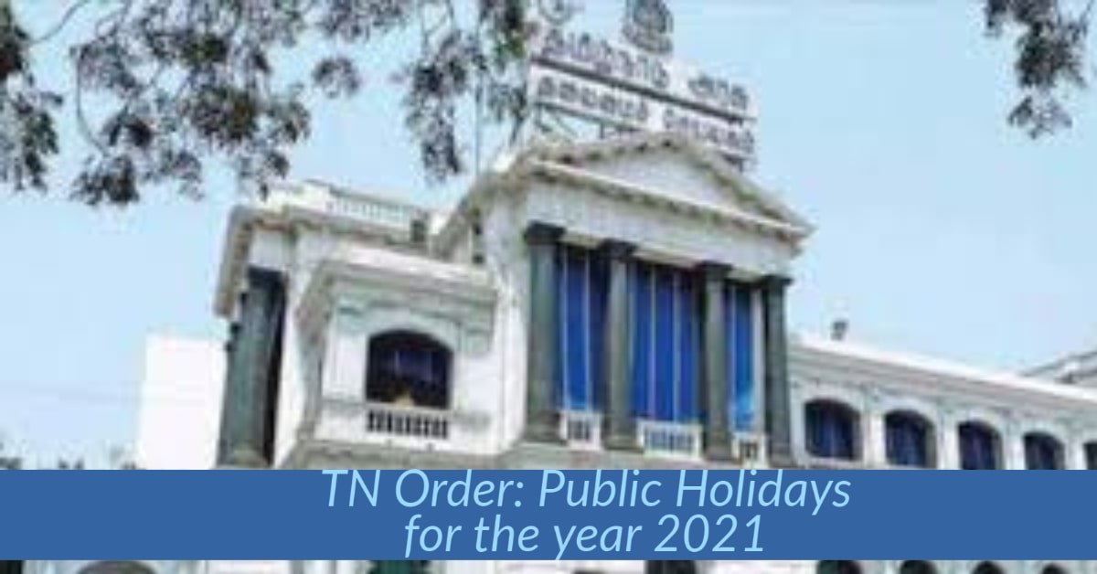 TN Order- Public Holidays for the year 2021