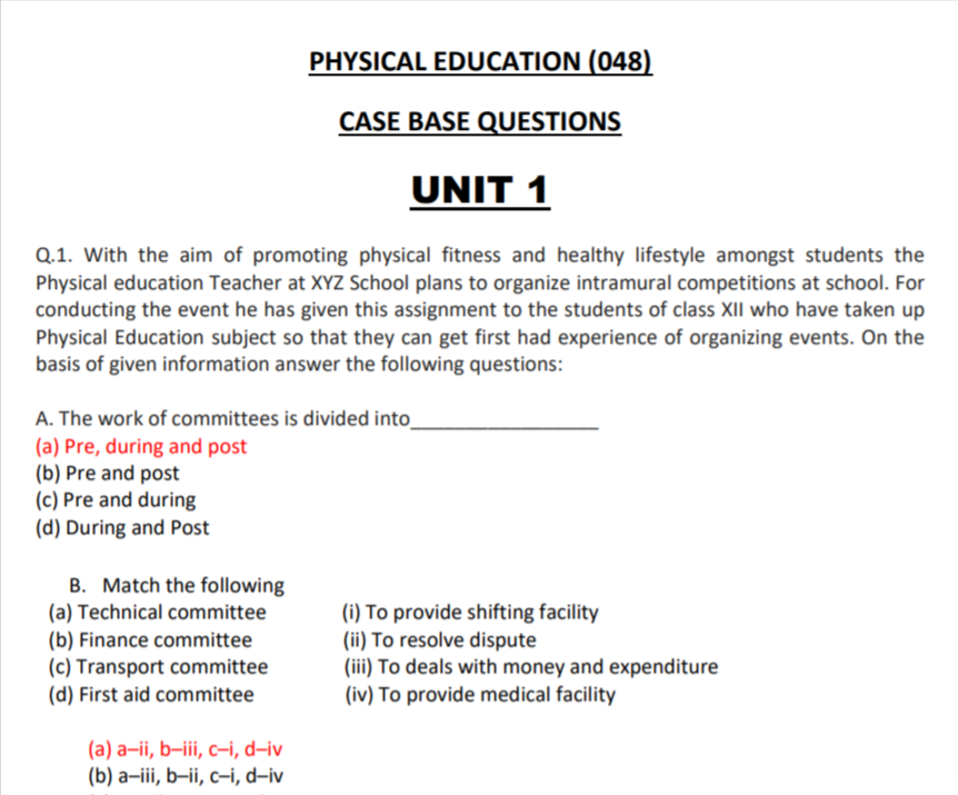 CBSE - Class-XII Physical-Education Question bank