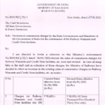 Payment of commission charges by the State Governments and Ministries of the Government of India for the continuance of the Railway Warrants and Credit Note facilities