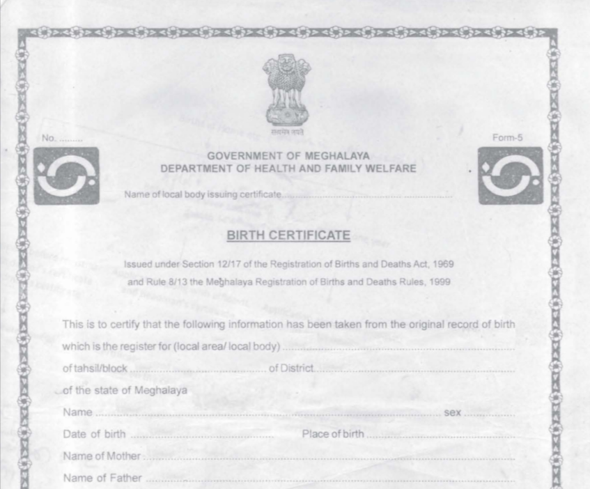  PDF Meghalaya Birth Certificate Form PDF Govtempdiary