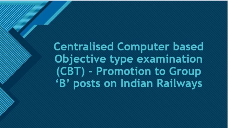 Centralised Computer Based Objective Type Examination (CBT) – Promotion ...