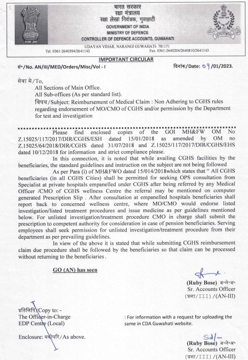 Reimbursement Of Medical Claim Non Adhering To CGHS Rules For 