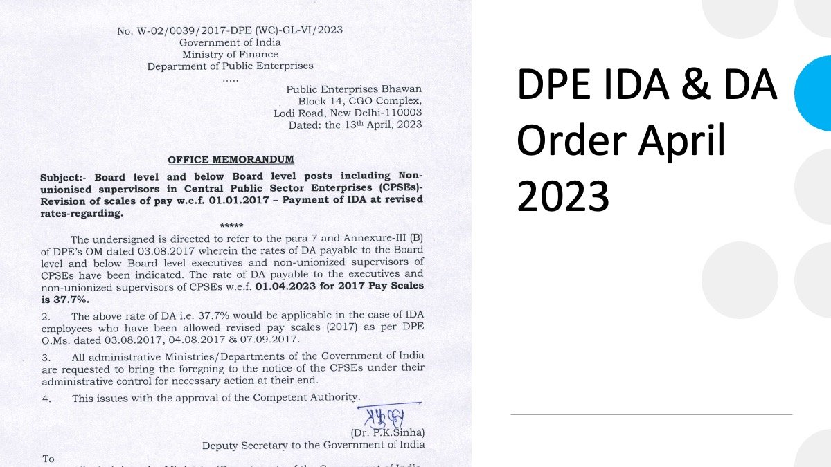 DPE ida april order 2023
